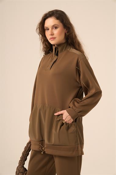 FTZ Women Kadın Scuba Spandex Takım  Kahve 31266