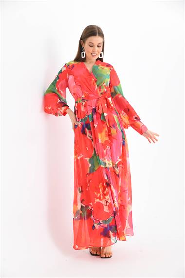 FTZ Women Kadın Şifon Elbise  Fuşya 30405