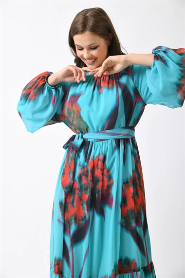 FTZ Women Kadın ŞİFON ELBİSE  Mint 30004