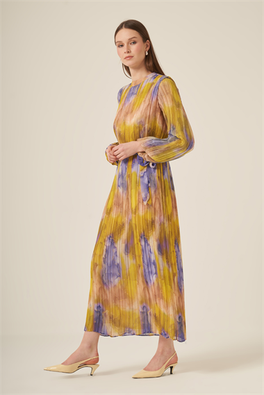 FTZ Women Kadın Şifon Pliseli Elbise  Olive 31307