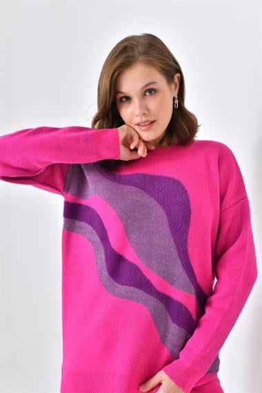 FTZ Women Kadın Sim Detaylı Pantolonlu Takım  Fuşya 20508