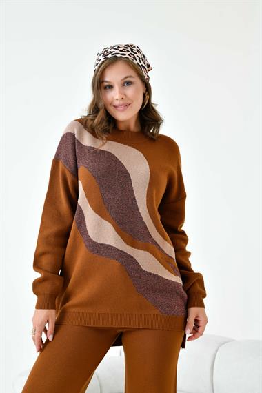 FTZ Women Kadın Sim Detaylı Pantolonlu Takım  Bakır 20508