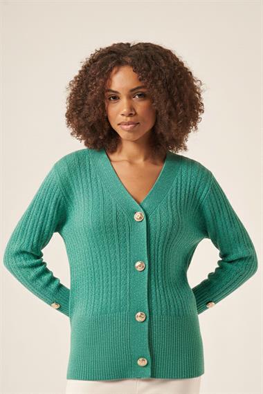 FTZ Women Kadın Simli Saç Örgü Hırka  Mint 25265