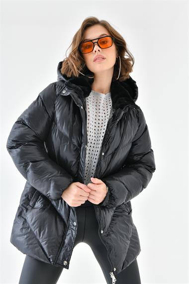 FTZ Women Kadın Şişme Kaban  Siyah RBN4074