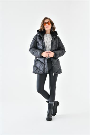 FTZ Women Kadın Şişme Kaban  Siyah RBN4074