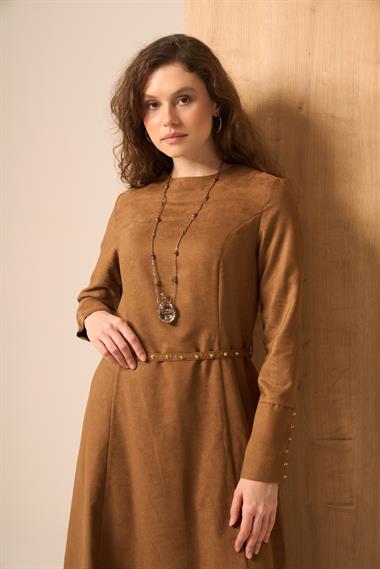 FTZ Women Kadın Süet Elbise  Camel 31219