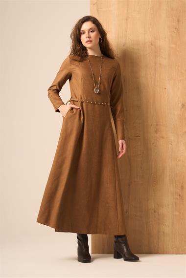 FTZ Women Kadın Süet Elbise  Camel 31219