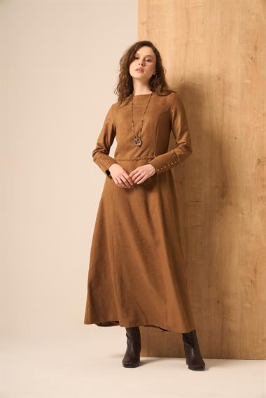 FTZ Women Kadın Süet Elbise  Camel 31219