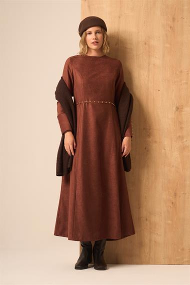 FTZ Women Kadın Süet Elbise  Kiremit 31219