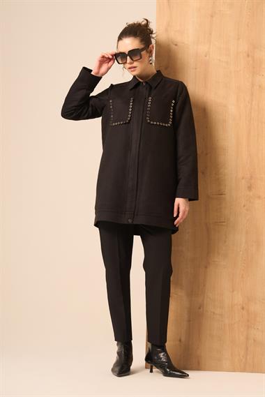 FTZ Women Kadın Süet Kap  Siyah 31268