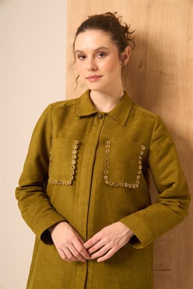 FTZ Women Kadın Süet Kap  Yağ Yeşili 31268