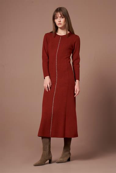 FTZ Women Kadın Taş Detay Elbise  Kiremit 25253
