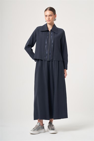 FTZ Women Kadın Taş Detay Etekli Takım  Lacivert 31449
