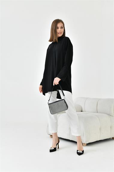 FTZ Women Kadın Taş Detaylı Gömlek  Siyah 30795