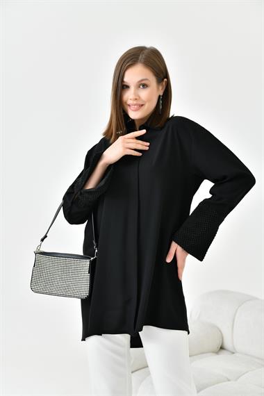 FTZ Women Kadın Taş Detaylı Gömlek  Siyah 30795
