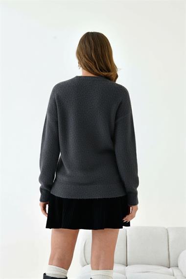 FTZ Women Kadın Taş Detaylı Kazak  Antrasit 20828