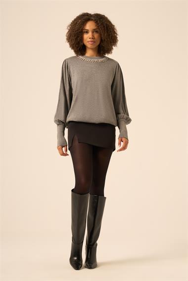 FTZ Women Kadın Taş Detaylı Kazak  Gri 25050