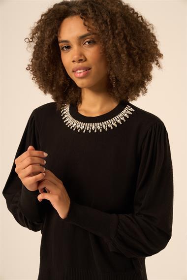 FTZ Women Kadın Taş Detaylı Kazak  Siyah 25050