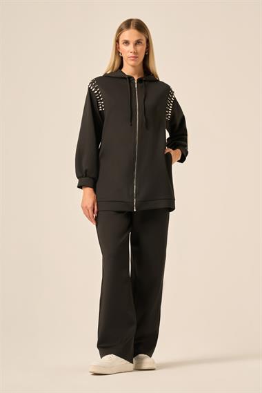 FTZ Women KADIN TAŞLI SKUBA TAKIM  Siyah 31218