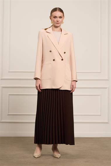 FTZ Women Kadın Tek Kruvaze Ceket  Beige 31066