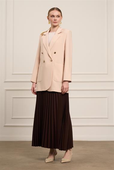 FTZ Women Kadın Tek Kruvaze Ceket  Beige 31066