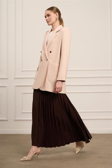 FTZ Women Kadın Tek Kruvaze Ceket  Beige 31066