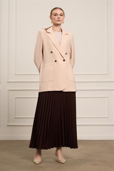 FTZ Women Kadın Tek Kruvaze Ceket  Beige 31066