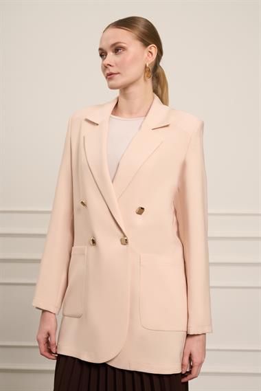 FTZ Women Kadın Tek Kruvaze Ceket  Beige 31066