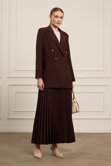 FTZ Women Kadın Tek Kruvaze Ceket  Kahve 31066