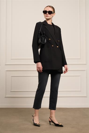 FTZ Women Kadın Tek Kruvaze Ceket  Siyah 31066