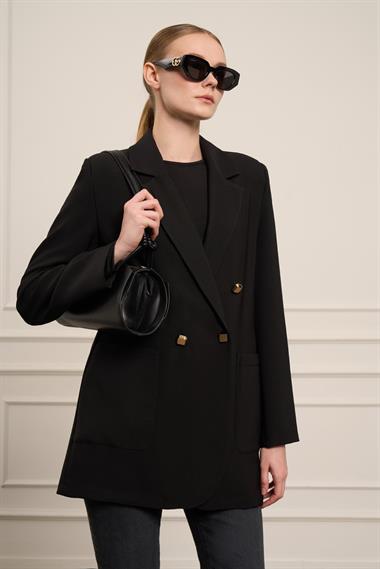 FTZ Women Kadın Tek Kruvaze Ceket  Siyah 31066