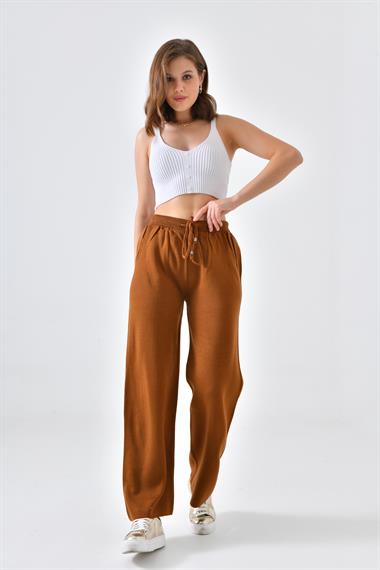 FTZ Women Kadın Triko Pantolon  Taba 20078