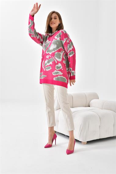 FTZ Women Kadın Triko Tunik  Fuşya 20573