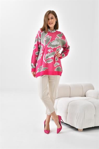 FTZ Women Kadın Triko Tunik  Fuşya 20573