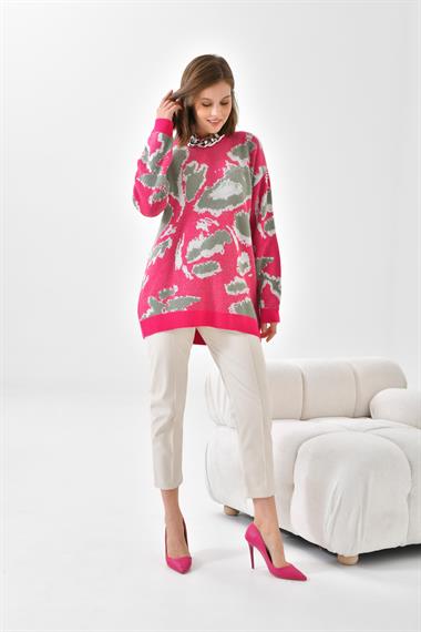 FTZ Women Kadın Triko Tunik  Fuşya 20573