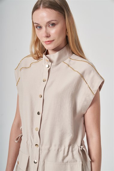 FTZ Women Kadın Tulipa Yelekli Takım  Beige 31429