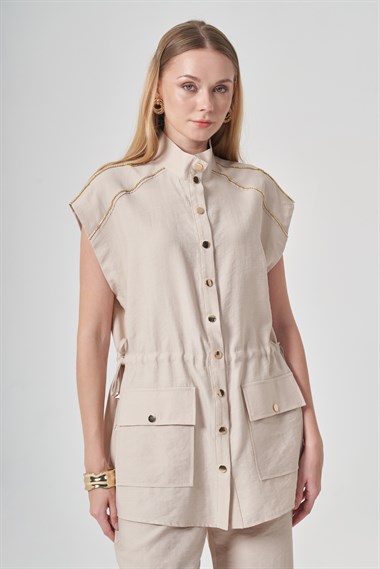 FTZ Women Kadın Tulipa Yelekli Takım  Beige 31429