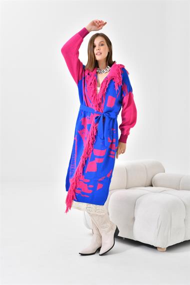 FTZ Women Kadın Uzun Saçaklı Giyçık  Fuşya 21-6053