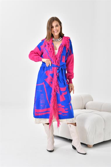 FTZ Women Kadın Uzun Saçaklı Giyçık  Fuşya 21-6053