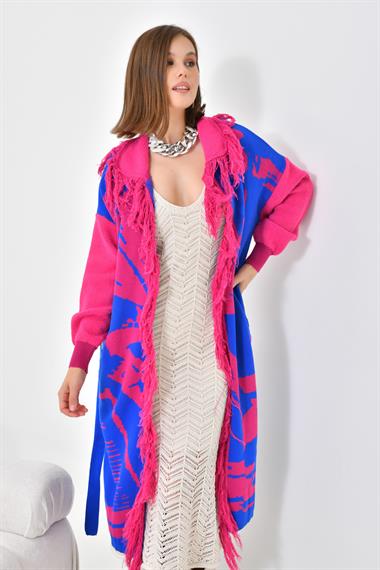 FTZ Women Kadın Uzun Saçaklı Giyçık  Fuşya 21-6053