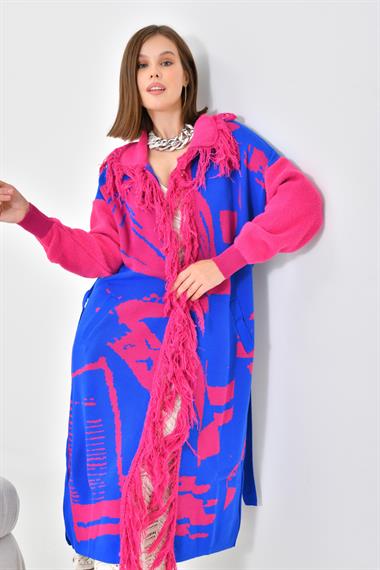 FTZ Women Kadın Uzun Saçaklı Giyçık  Fuşya 21-6053