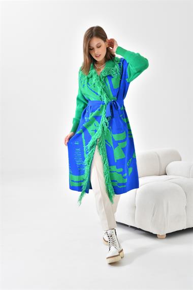 FTZ Women Kadın Uzun Saçaklı Giyçık  Saks Mavi 21-6053