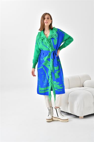 FTZ Women Kadın Uzun Saçaklı Giyçık  Saks Mavi 21-6053