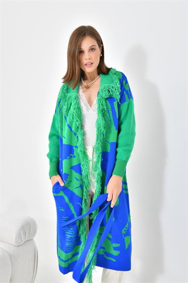 FTZ Women Kadın Uzun Saçaklı Giyçık  Saks Mavi 21-6053