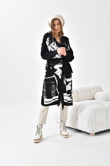 FTZ Women Kadın Uzun Saçaklı Giyçık  Siyah 21-6053