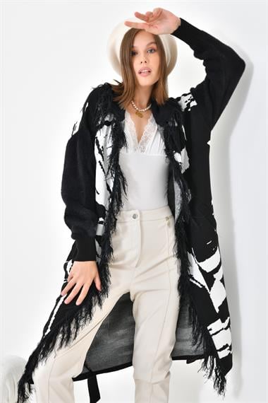 FTZ Women Kadın Uzun Saçaklı Giyçık  Siyah 21-6053