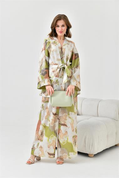 FTZ Women Kadın Varak Detay Kimono Takım  Olive 30811