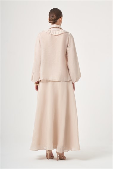 FTZ Women Kadın Yaka Taşlı Helena Takım  Beige 31458