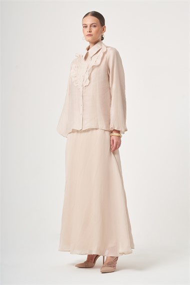 FTZ Women Kadın Yaka Taşlı Helena Takım  Beige 31458
