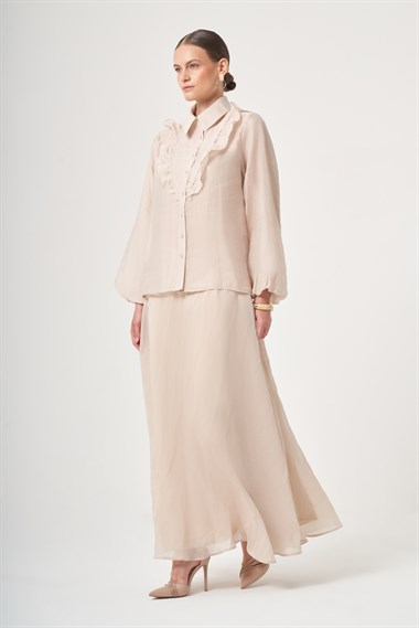 FTZ Women Kadın Yaka Taşlı Helena Takım  Beige 31458
